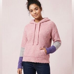 FRNCH Anthropologie Pink and Purple Wool Blend Sweater with hood